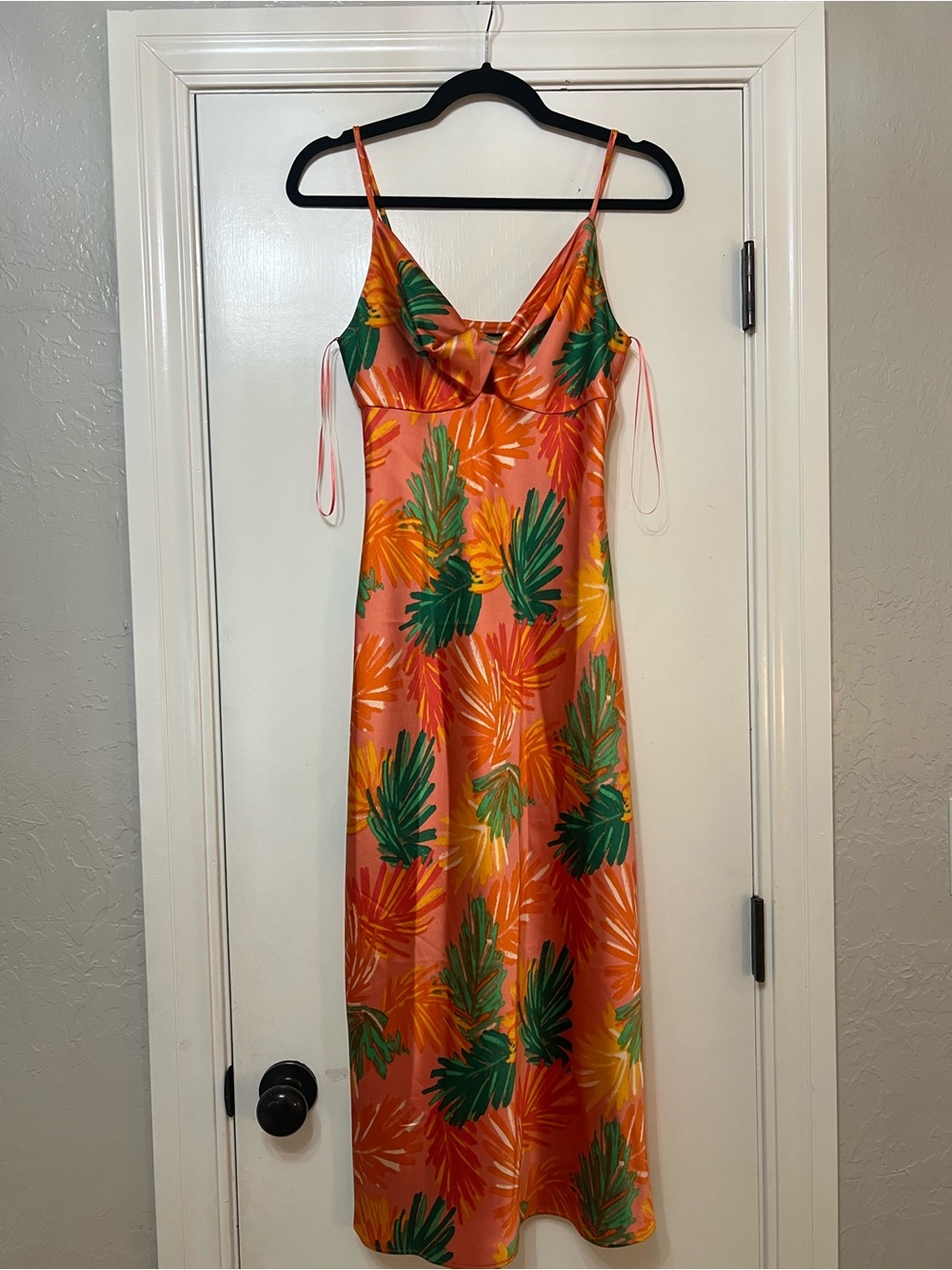 Versona Orange and Green Tropical Slip Maxi Dress
